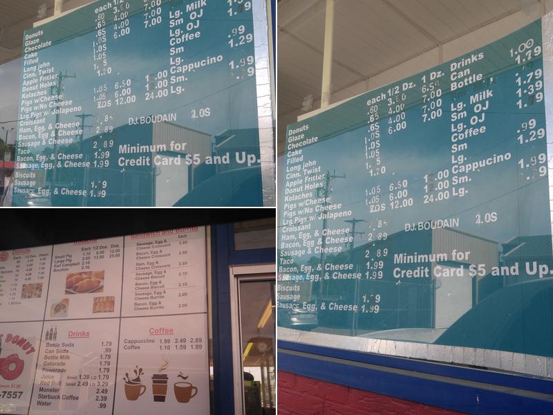 Texas Donuts Menu