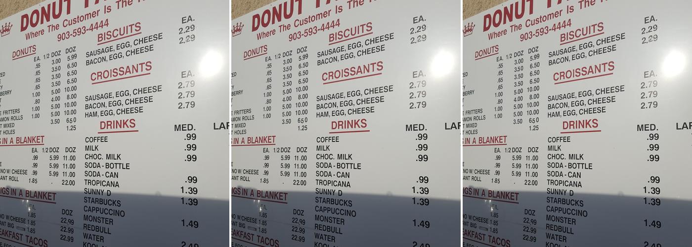 Donut Palace Menu