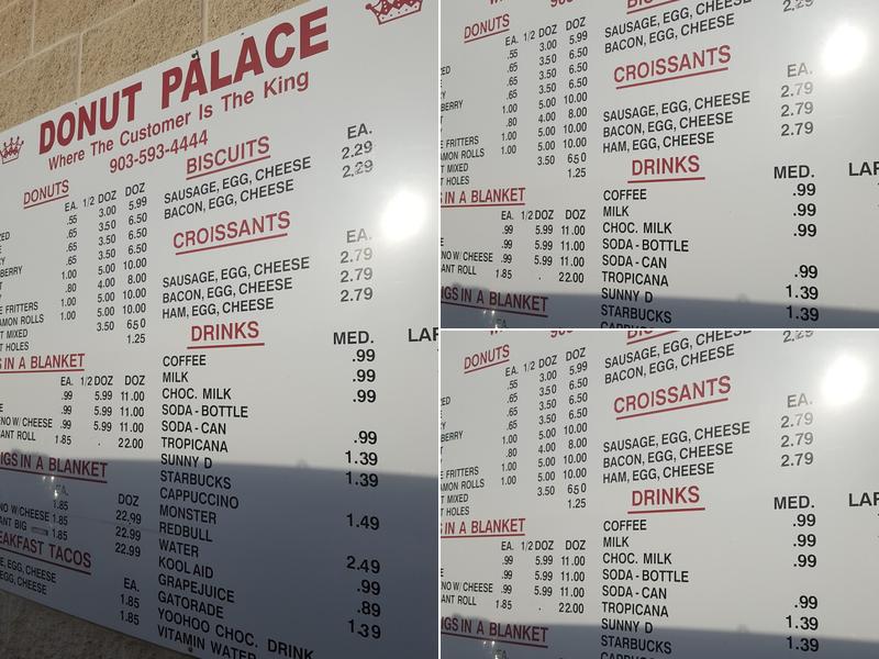 Donut Palace Menu