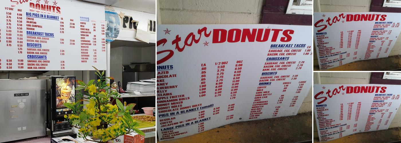 Star Donuts Menu