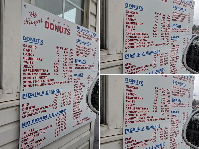 Royal Donuts Menu
