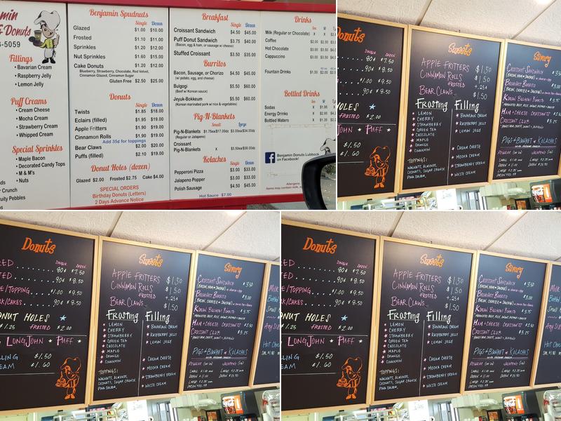 Benjamin Donuts Menu