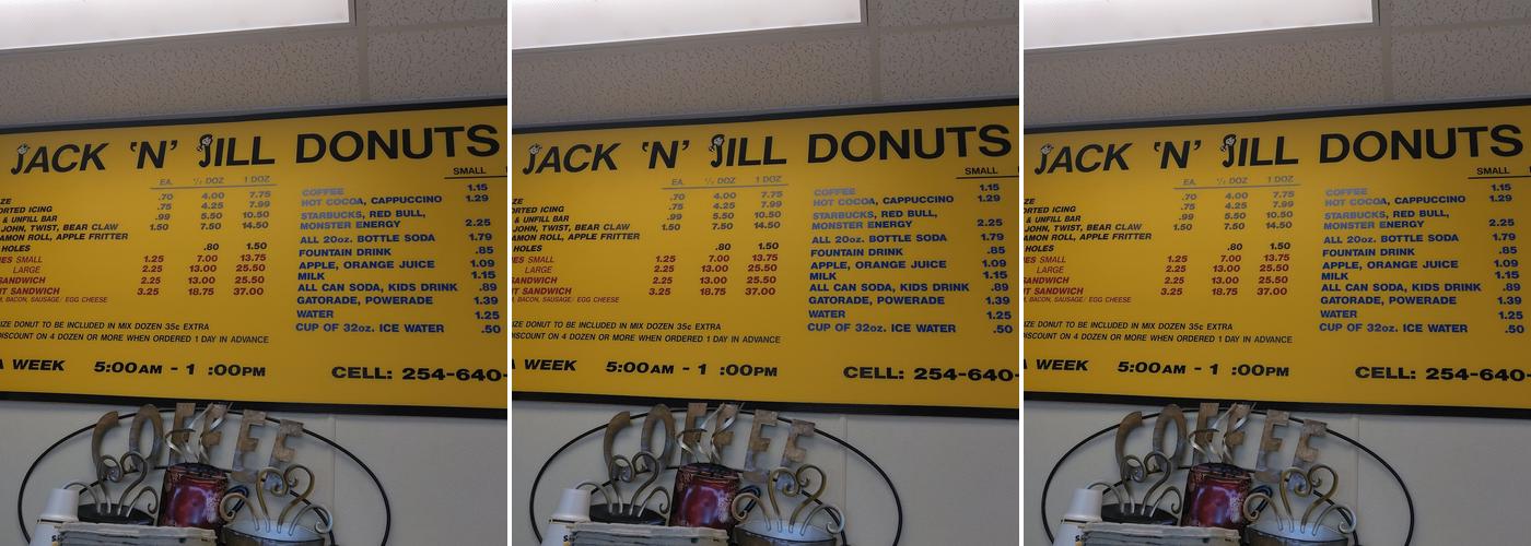 Jack 'N' Jill Donuts Menu