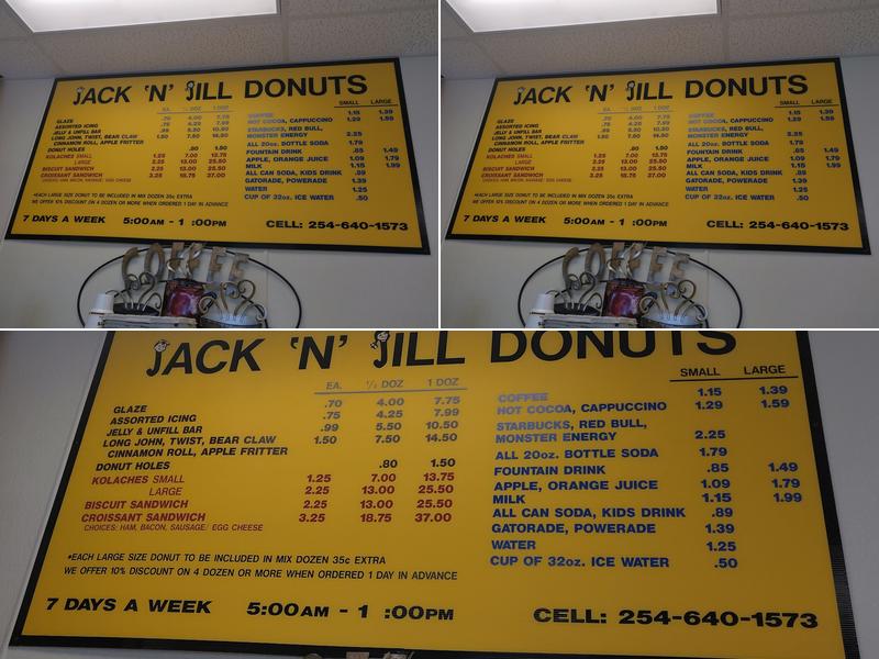 Jack 'N' Jill Donuts Menu