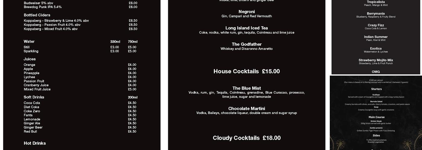 Waterfront London Vauxhall Restaurant - Steaks, Sushi, Burgers, Shisha Menu