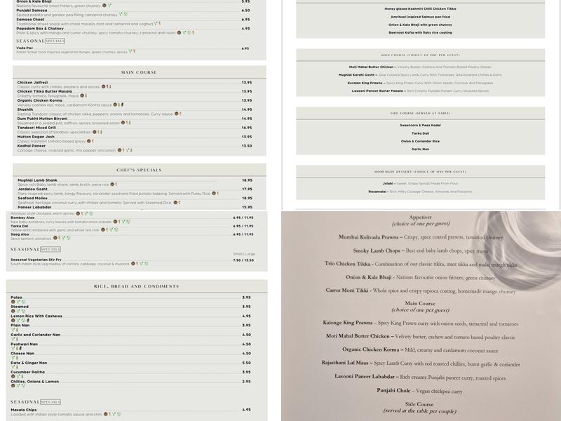 Tower Tandoori Restaurant Menu