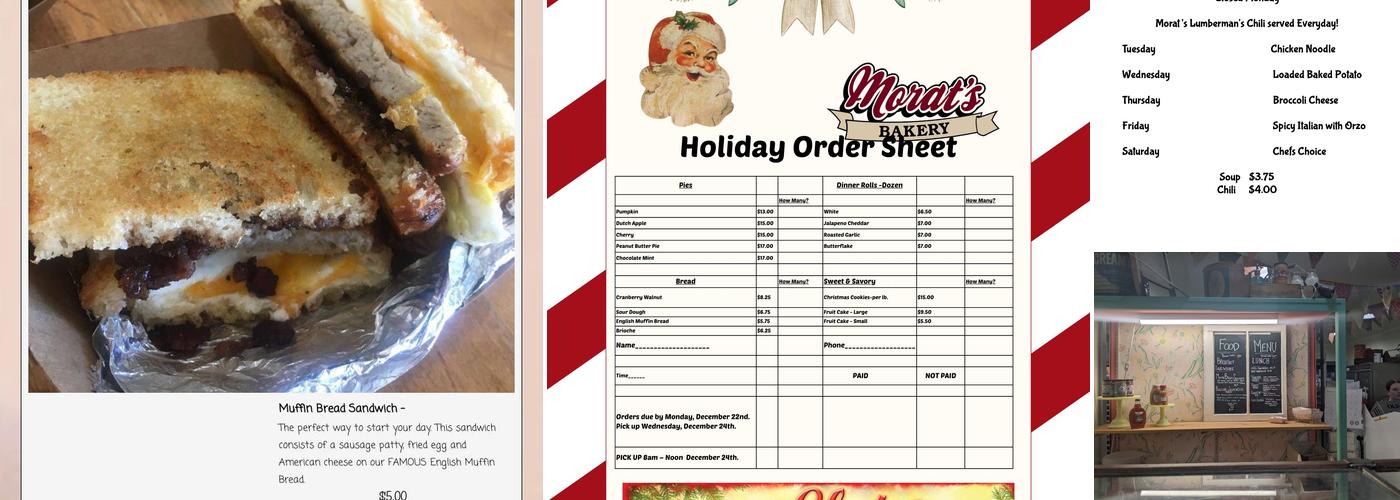 Morats Bakery Menu