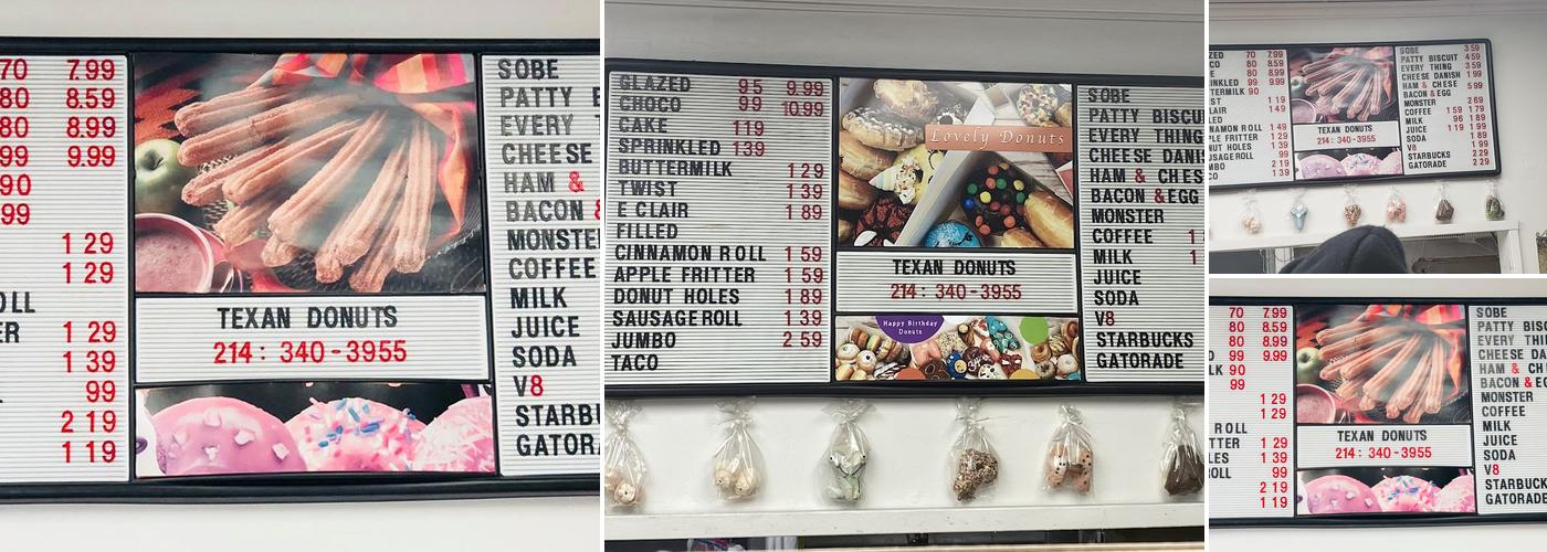 Texan Donuts Menu