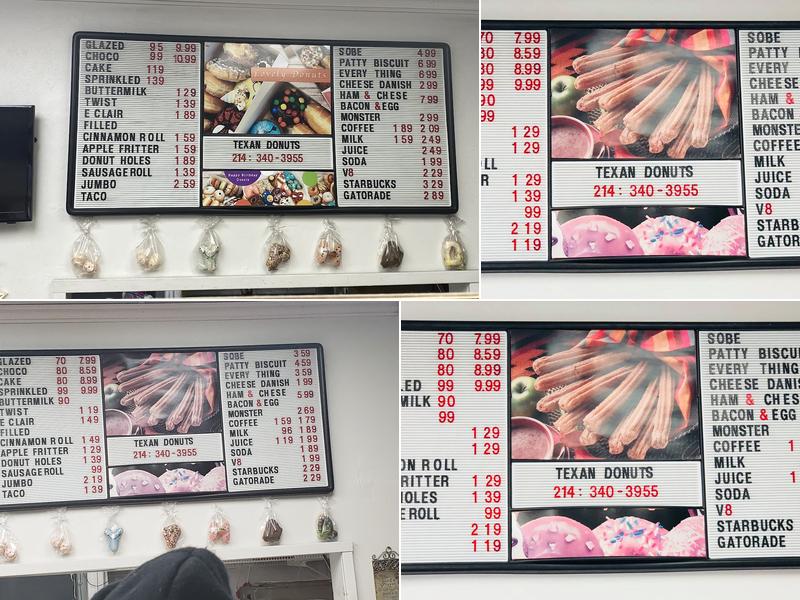 Texan Donuts Menu