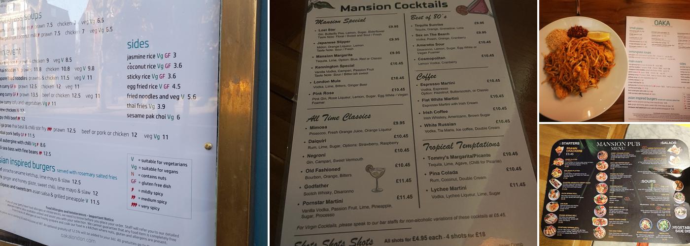 The Mansion Pub Menu