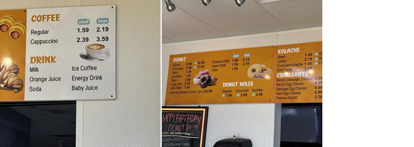 Baker's Dozen Donuts Menu