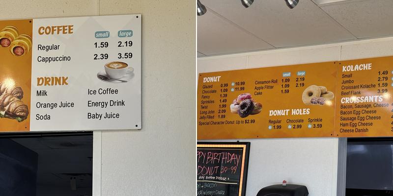 Baker's Dozen Donuts Menu
