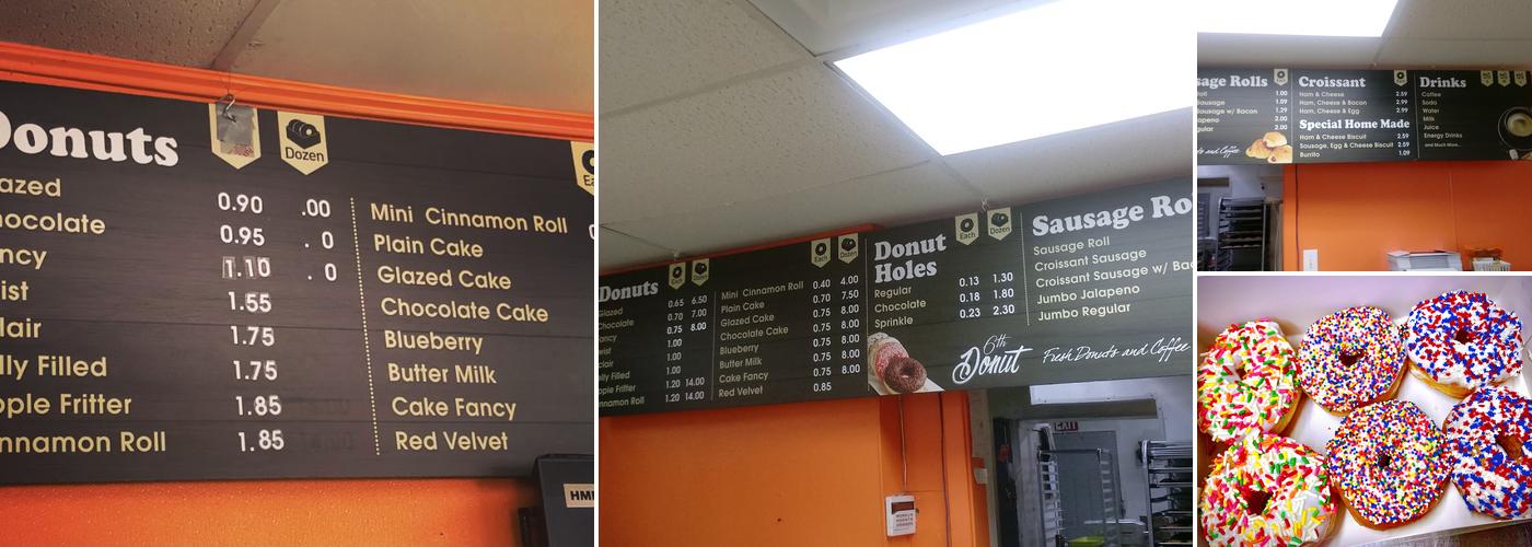 6th Street Donut Menu