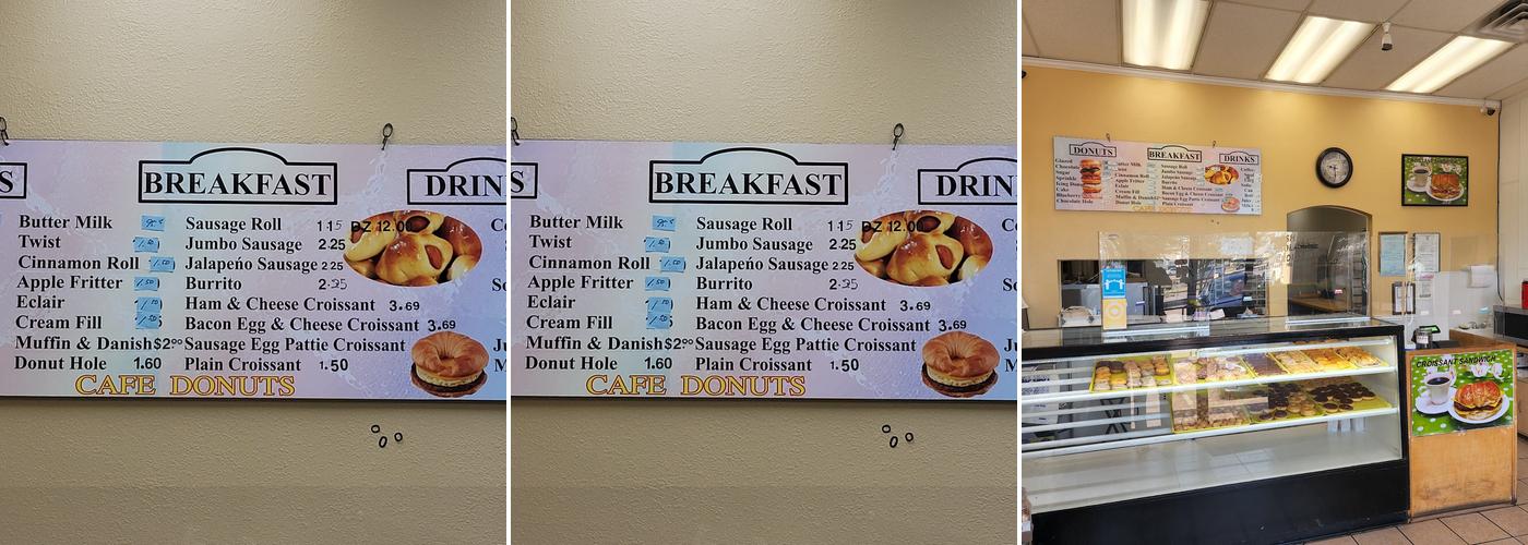 Cafe Donut Menu