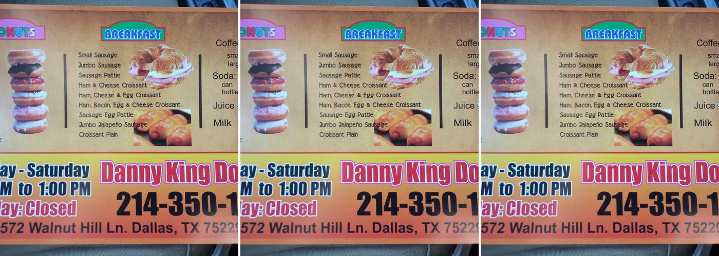 Danny King Donuts Menu