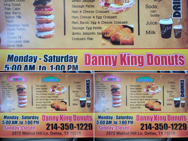 Danny King Donuts Menu