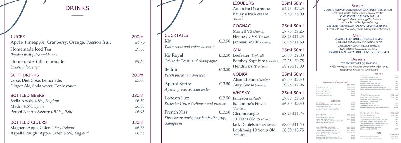 Brasserie Joël Menu