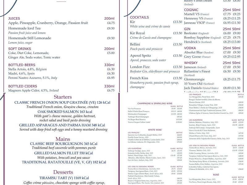 Brasserie Joël Menu