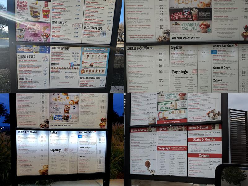 Andy's Frozen Custard Menu