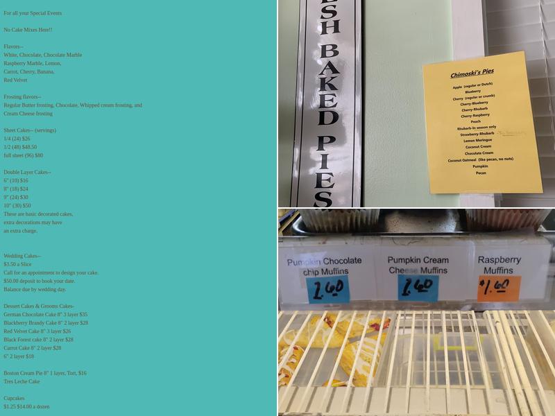 Chimoski Bakery Menu