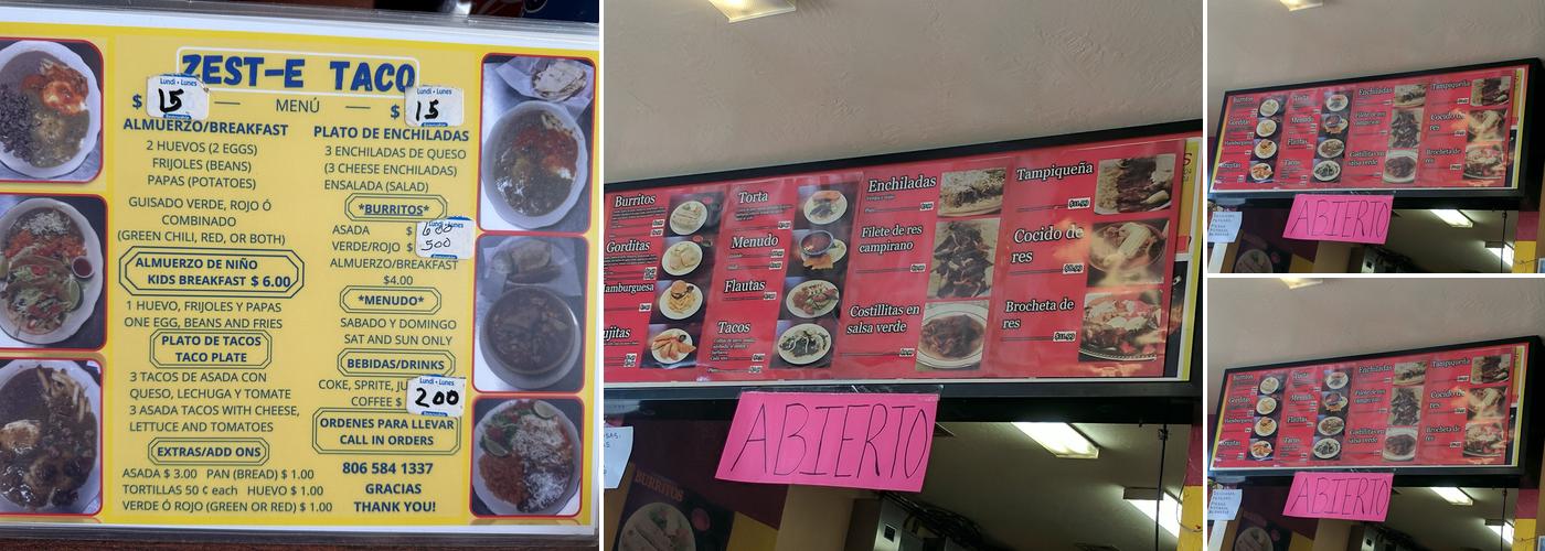 Sanchez Bakery Menu