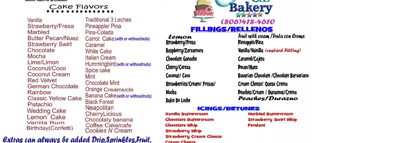 My Sweet Creation By CL Bakery Menu