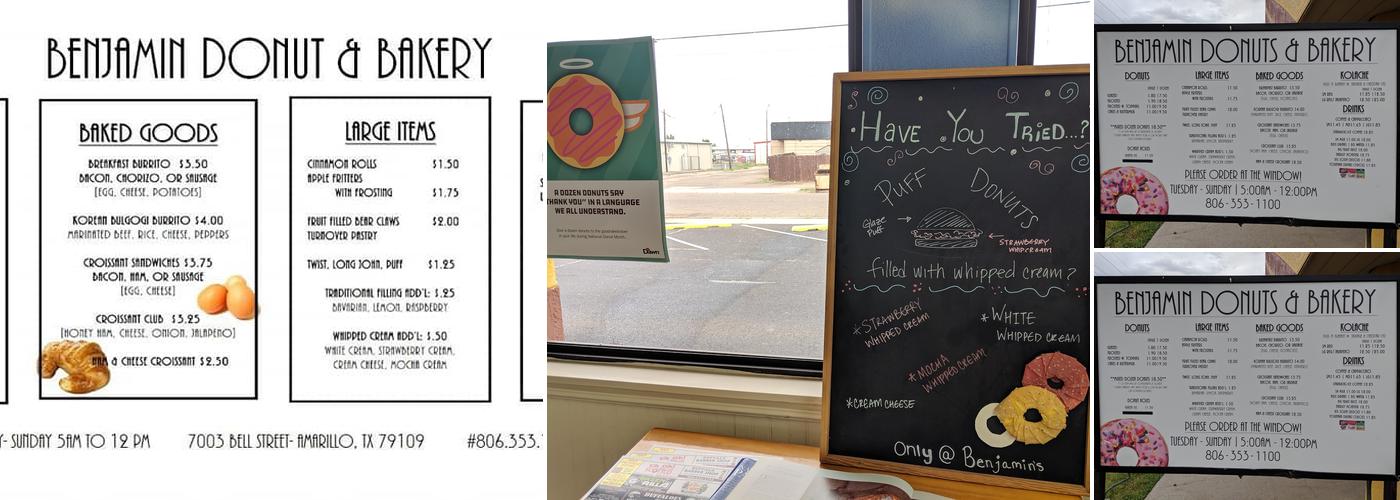 Benjamin Donuts & Bakery Menu