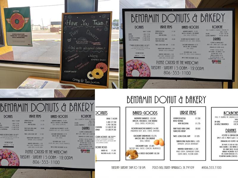 Benjamin Donut's & Bakery Menu