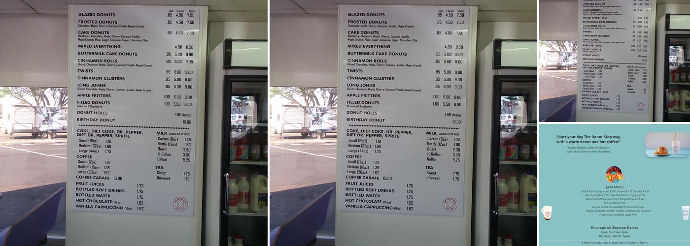 Donut Stop Menu