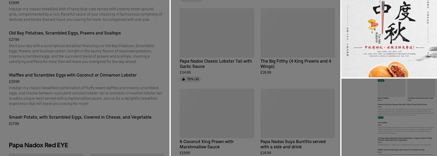 Papa Nadox Kitchen (Seafood and Soulfood) Menu