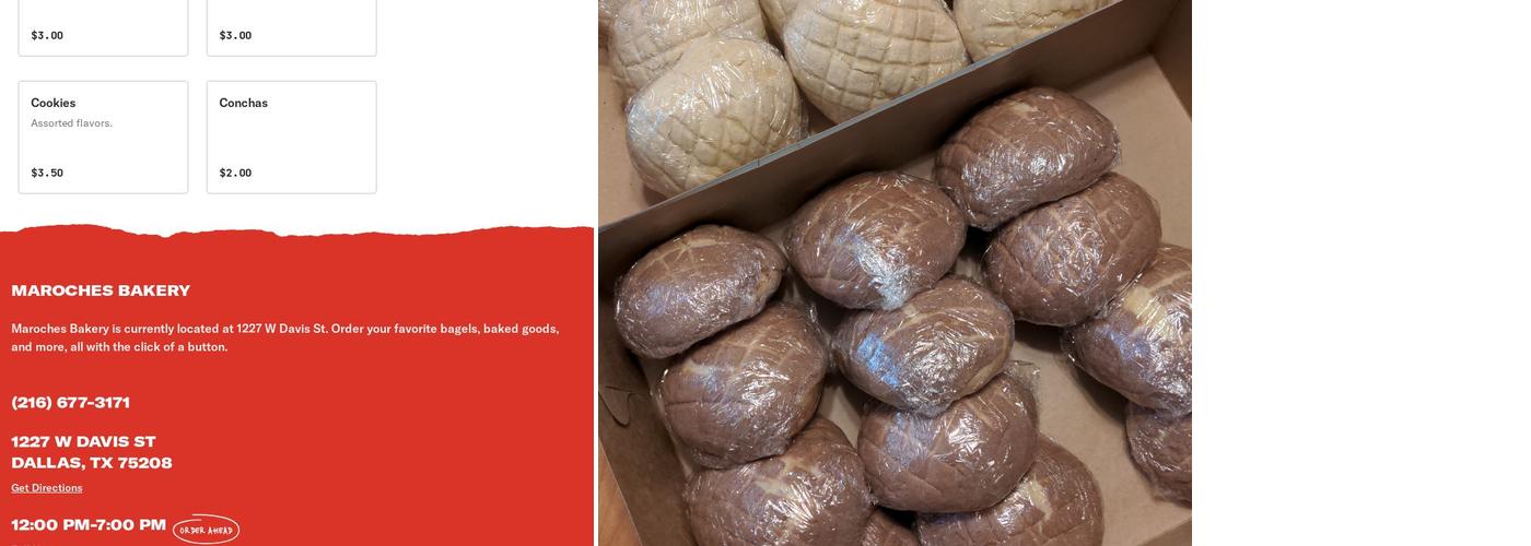 Maroches Bakery Menu