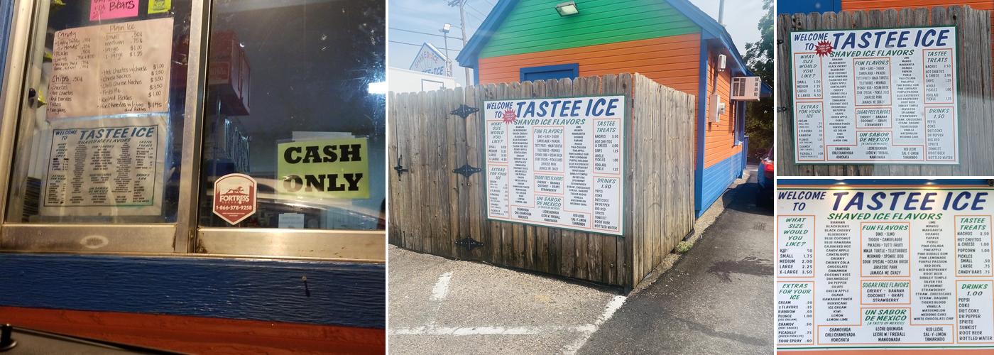 Tastee Ice Menu