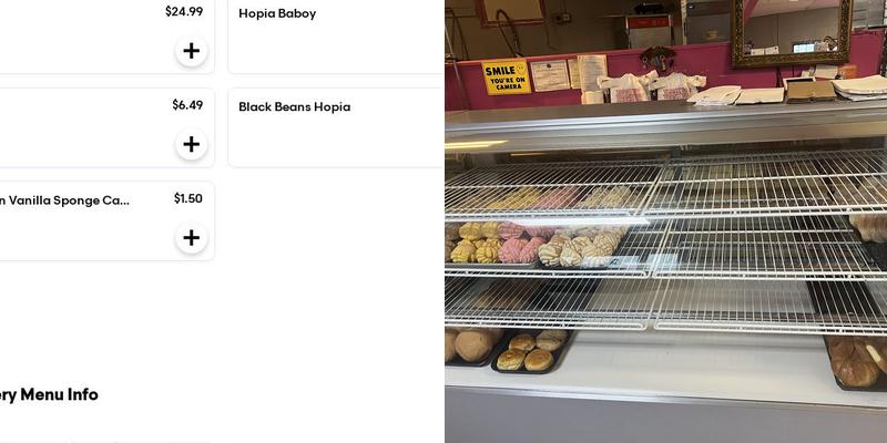 Mayra's Bakery Menu