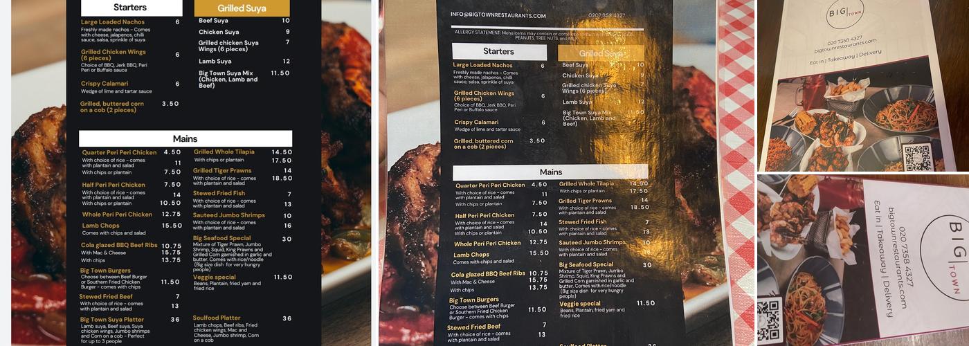 Big Town - Delivery Only Menu