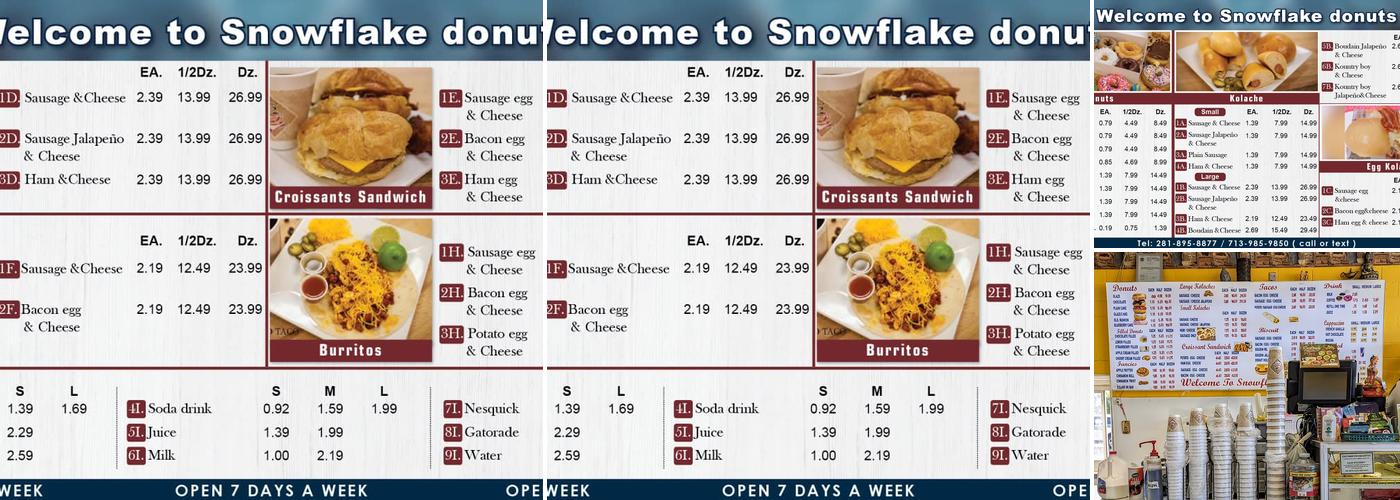 Snowflake Donuts Menu