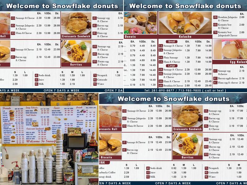 Snowflake Donuts Menu