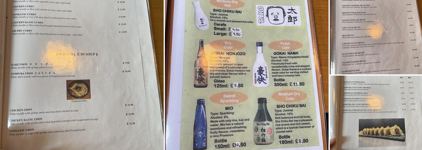 Taro - Kennington Menu