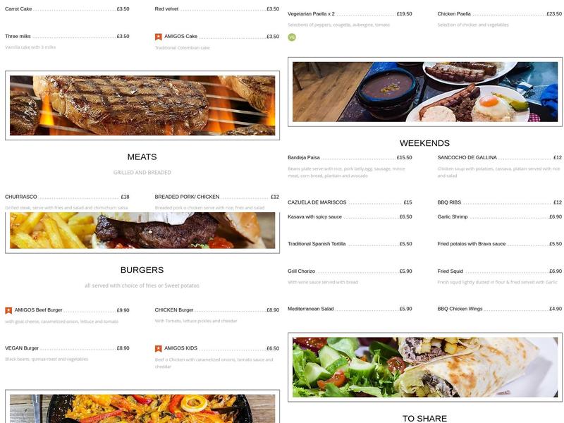 Amigos Mediterranean Restaurant Menu