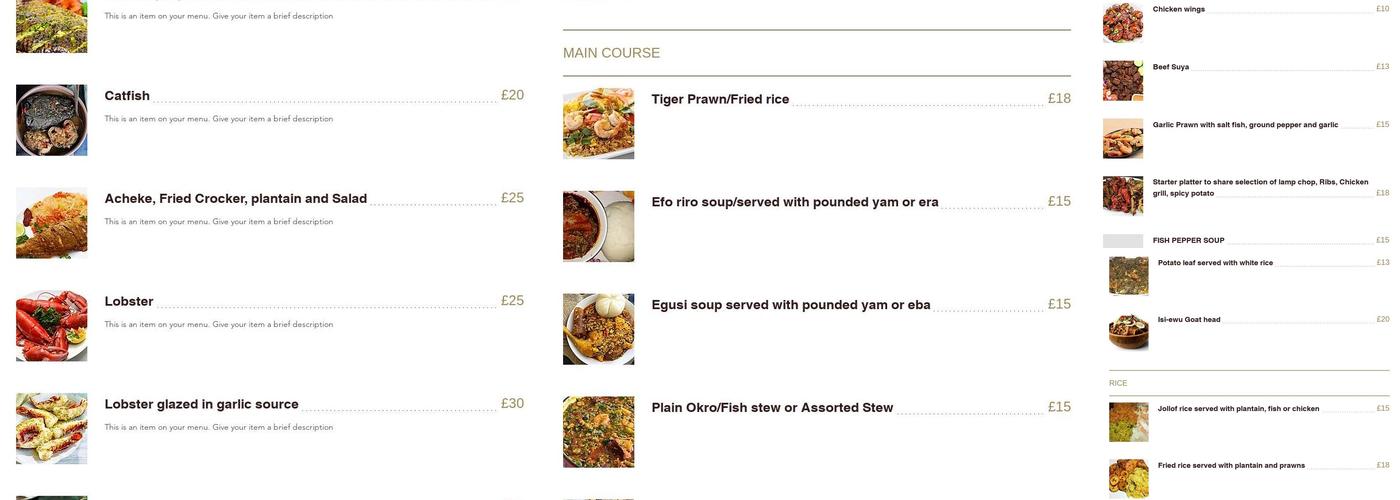 Ibbs restaurant Menu