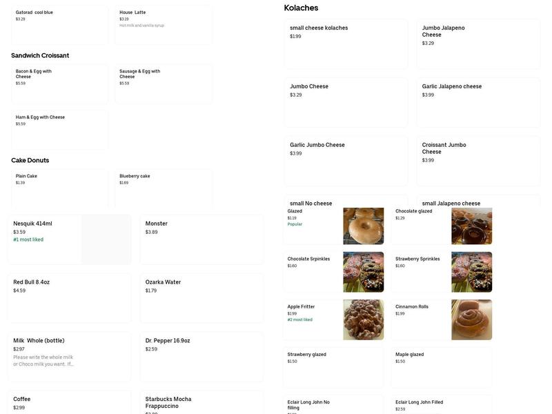 Mathis Donuts Menu