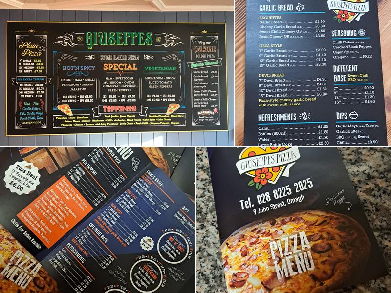 Giuseppe's Omagh Menu