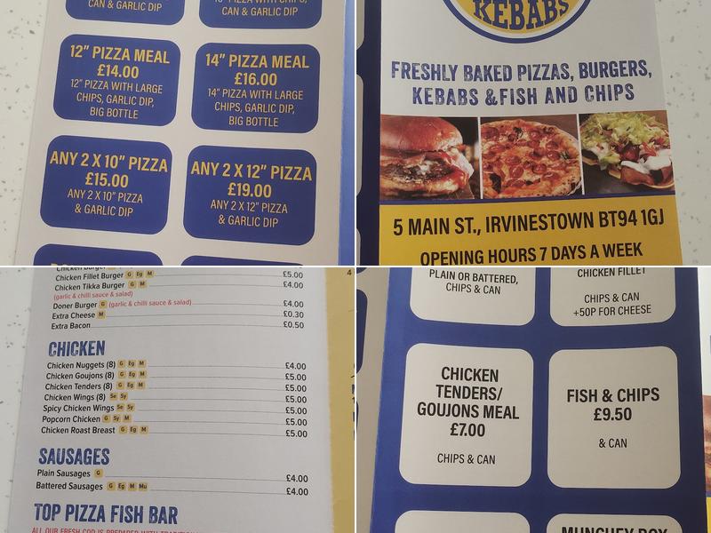 Top pizza kebabs Menu