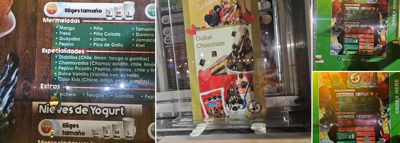 Fruit-on-Ice Raspados Y Nieve De Yogurt Menu