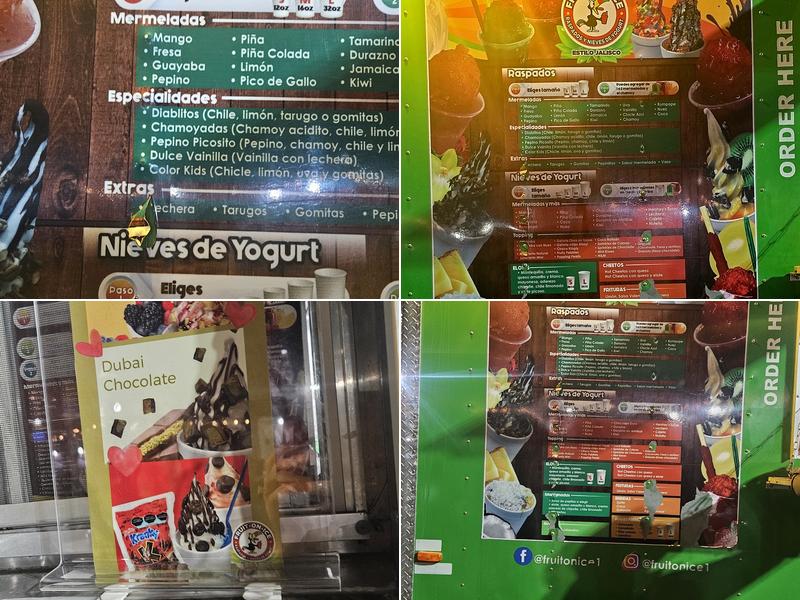 Fruit-on-Ice Raspados Y Nieve De Yogurt Menu