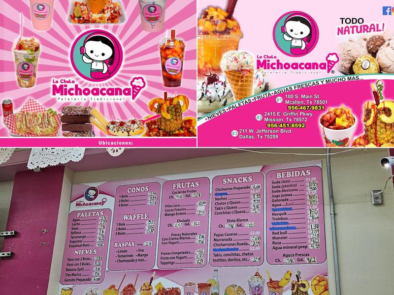 La chula michoacana Menu