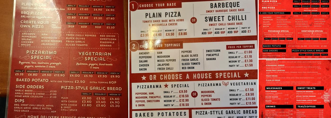 Pizzarama Omagh Menu