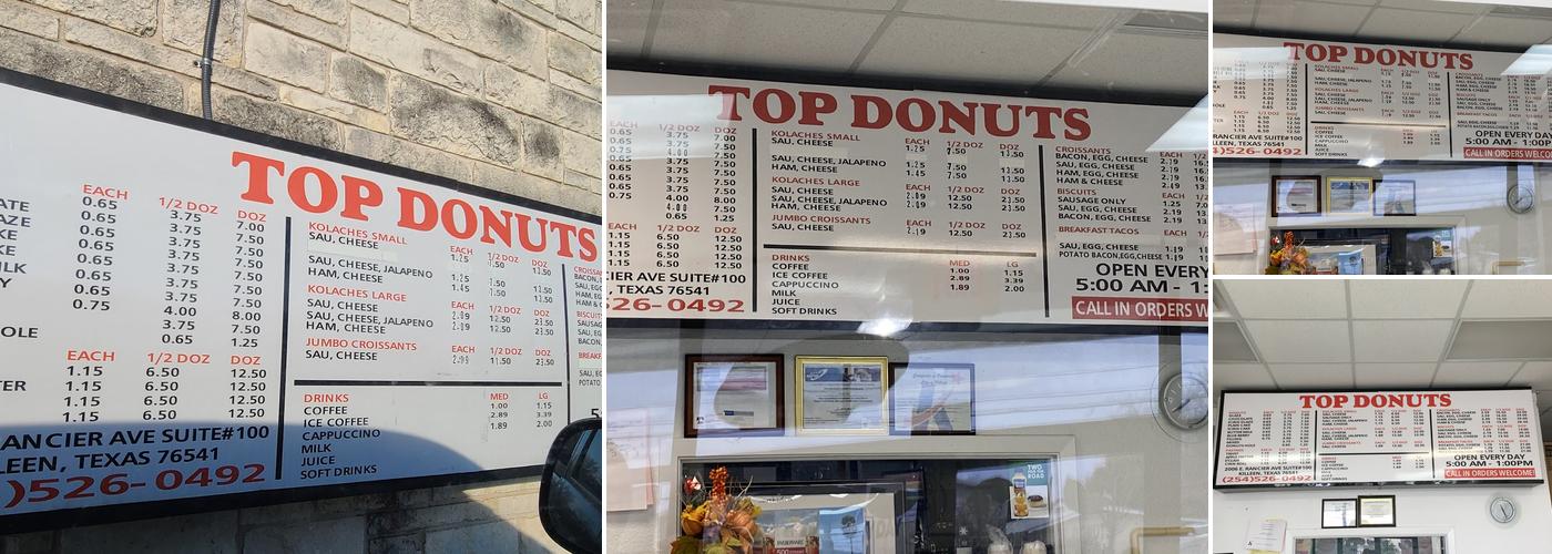 Top Donuts Menu