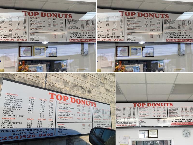 Top Donuts Menu