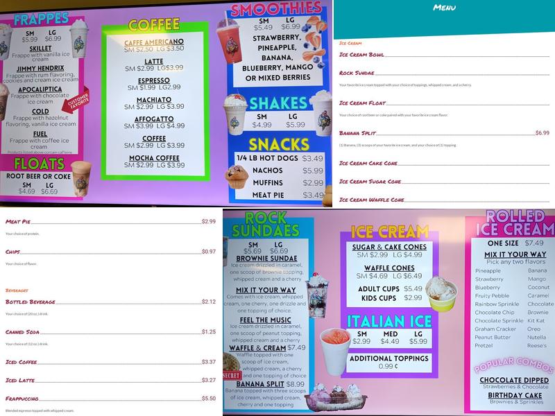 Rock And Roll Ice Cream Parlor Menu