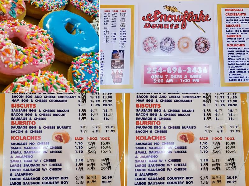 Snow Flake Donuts Menu